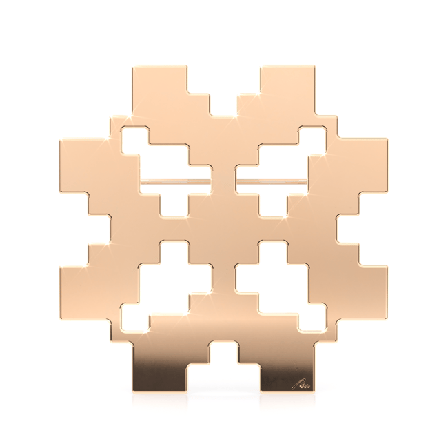 Rose gold plated brass Traditional Clover Martisor brooch