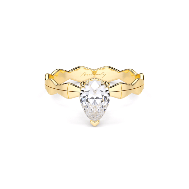 Inel de logodna Infinity Aur Galben 14 KT Pear Cut 1.00 CT LGD