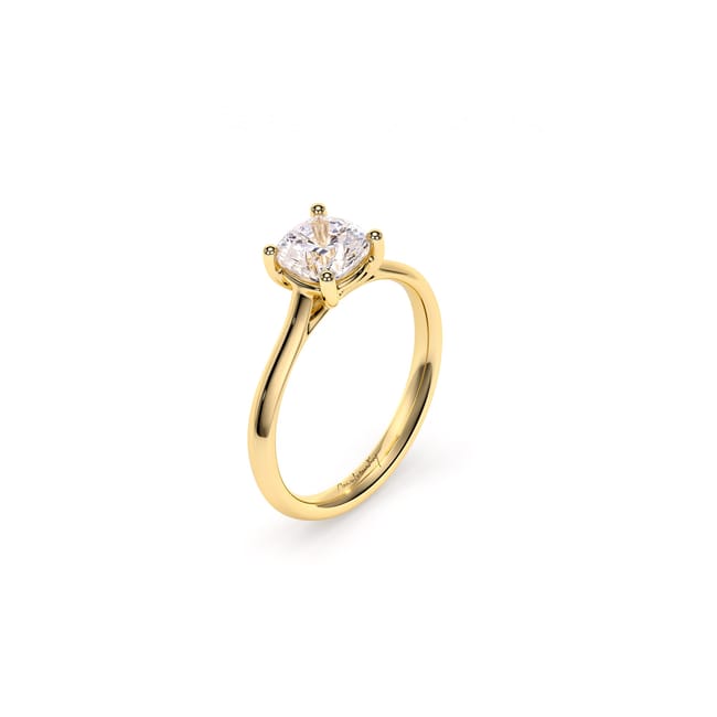 18 KT Yellow Gold Classic Engagement Ring Cushion Cut LGD 1.00 CT