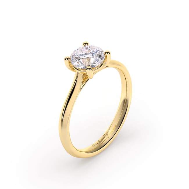 Inel de Logodna Classic Aur Galben 18 KT Round Cut LGD 1.00 CT