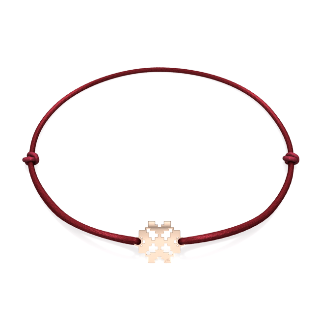 Bratara pe snur Trifoi Traditional, din aur roz 14 KT