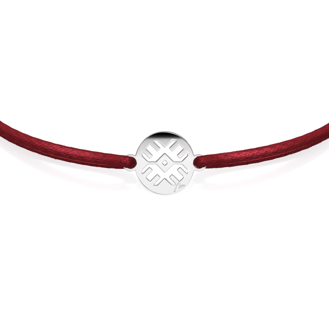 14 KT white gold Traditional Eye in Little Coin bracelet on string