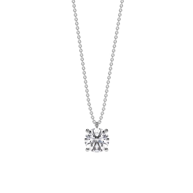 Lantisor Solitaire, cu diamant de laborator 2.01 CT, din aur alb 14 KT