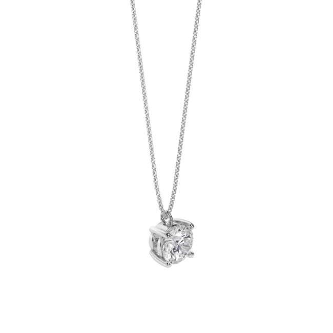 Lantisor Solitaire, cu diamant de laborator 2.01 CT, din aur alb 14 KT