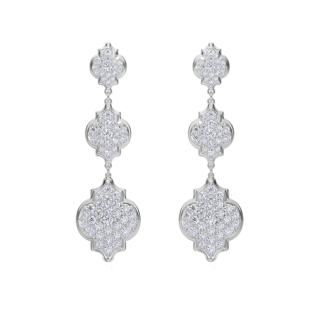 Cercei Aisha Diamonds, din aur alb 18 KT, cu diamante de laborator 5.57 CT