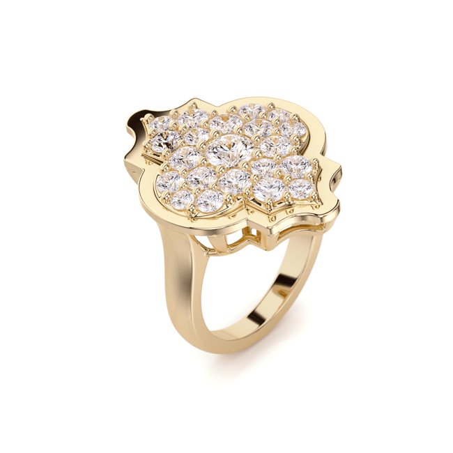Inel Aman L Diamonds, din aur galben 18 KT, cu diamante de laborator 2.09 CT