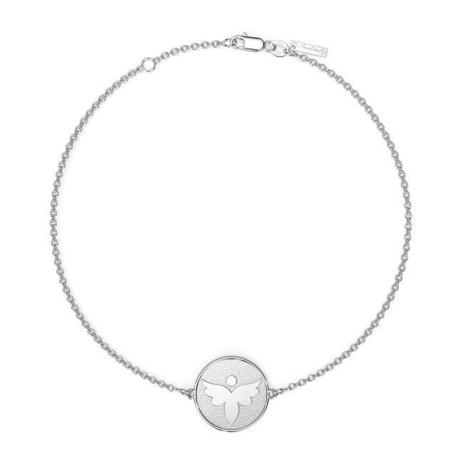 Bratara lant cu Arhanghel Fortunata, din aur alb 14 KT