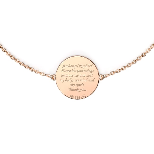 Bratara lant cu Arhanghel Rafael, din aur roz 14 KT