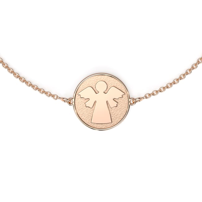 Bratara lant cu Arhanghel Rafael, din aur roz 14 KT