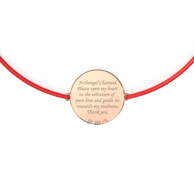 14 KT rose gold Archangel Chamuel bracelet on string