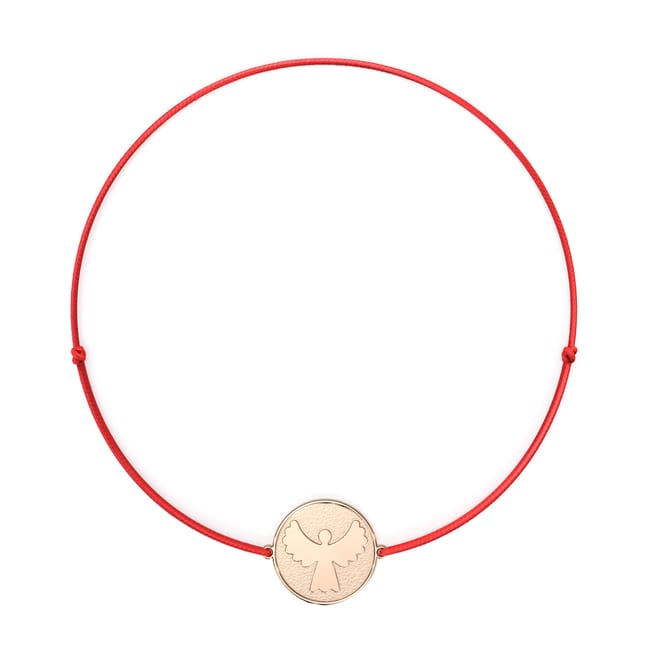 14 KT rose gold Archangel Gabriel bracelet on string