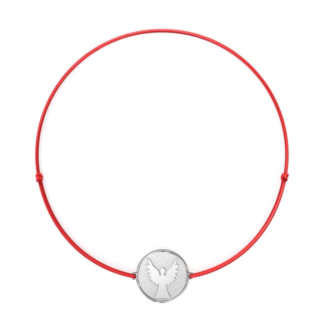 Bratara pe snur cu Arhanghelul Mihail, din aur alb 14 KT