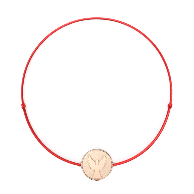 Bratara pe snur cu Arhanghelul Mihail, din aur roz 14 KT