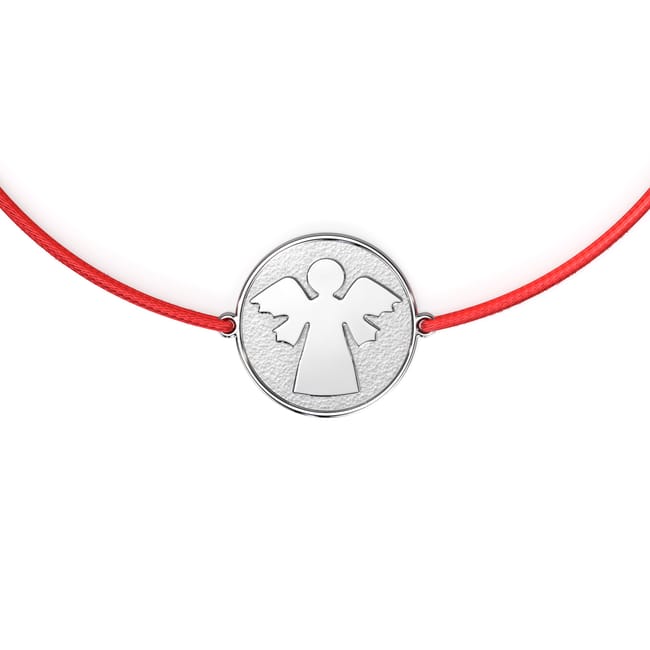 Bratara pe snur cu Arhanghel Rafael, din aur alb 14 KT