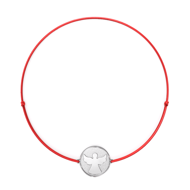 Bratara pe snur cu Arhanghel Uriel, din aur alb 14 KT