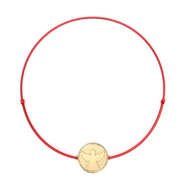 14 KT yellow gold Archangel Uriel bracelet on string