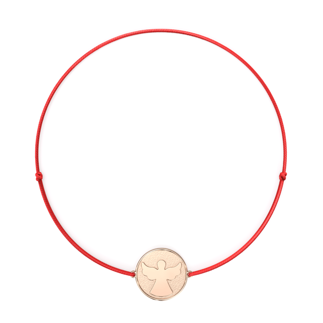 Bratara pe snur cu Arhanghel Uriel, din aur roz 14 KT