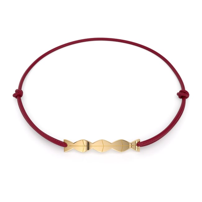 Bratara pe snur cu pandantiv Coloana, din aur galben 14 KT