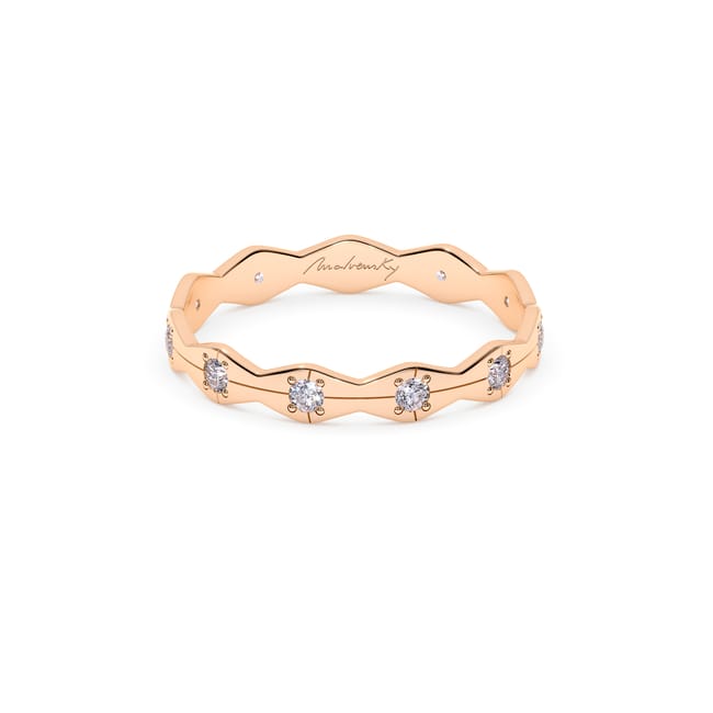 14 KT rose gold white diamonds Infinity slim wedding ring