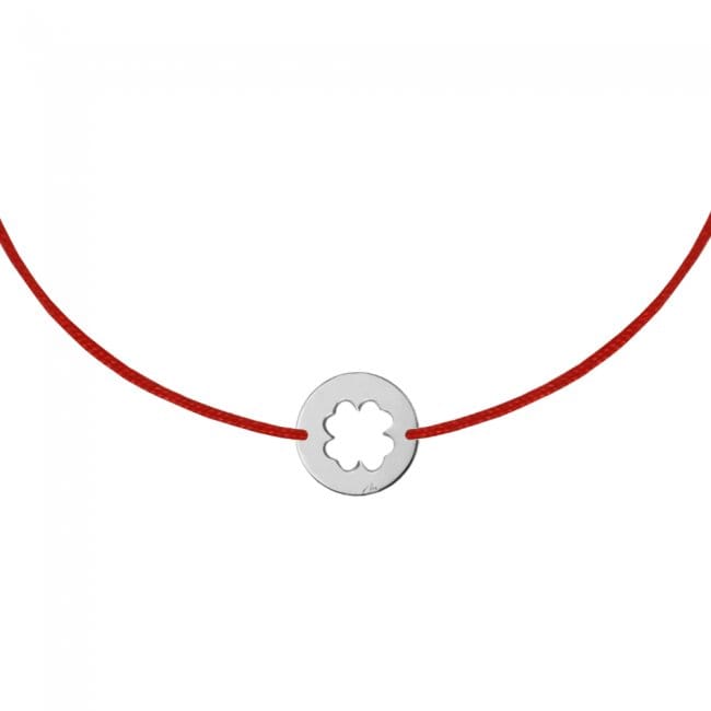 Bratara pe snur Baby Trifoi, din aur alb 14 KT