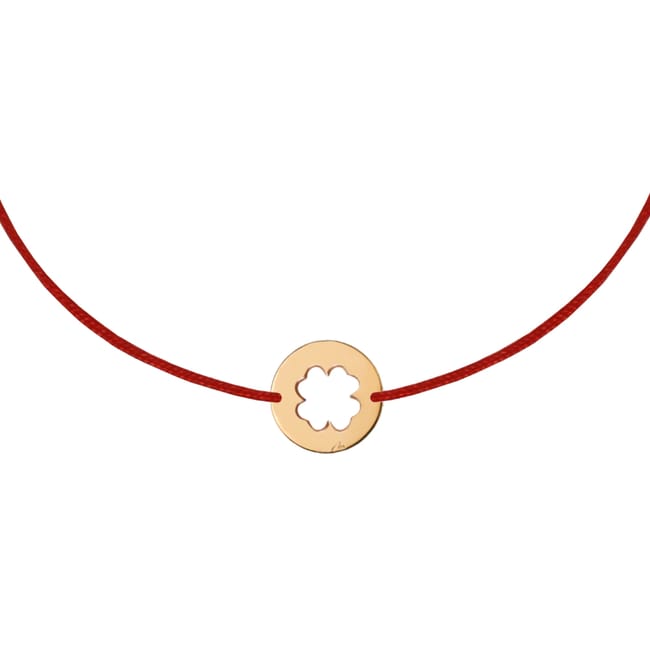 Bratara pe snur Baby Trifoi, din aur roz 14 KT