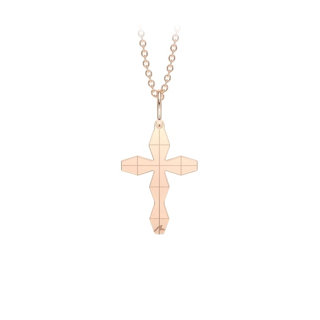 Pandantiv pe snur Cruce Infinity M, din aur roz 14 KT