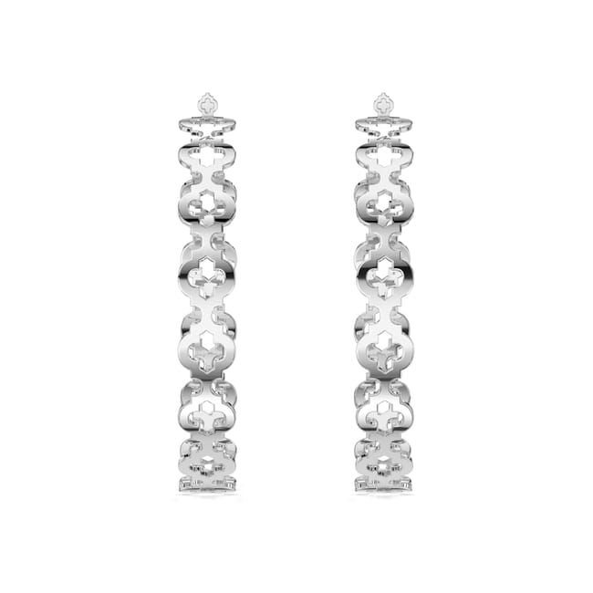 Cercei creole Noura M, din aur alb 14 KT