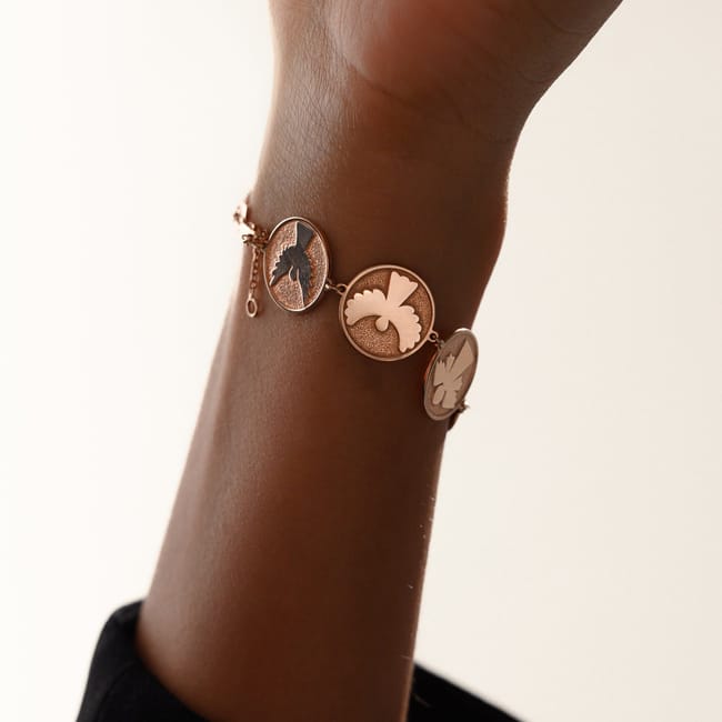 14 KT rose gold 7 Archangels chain bracelet