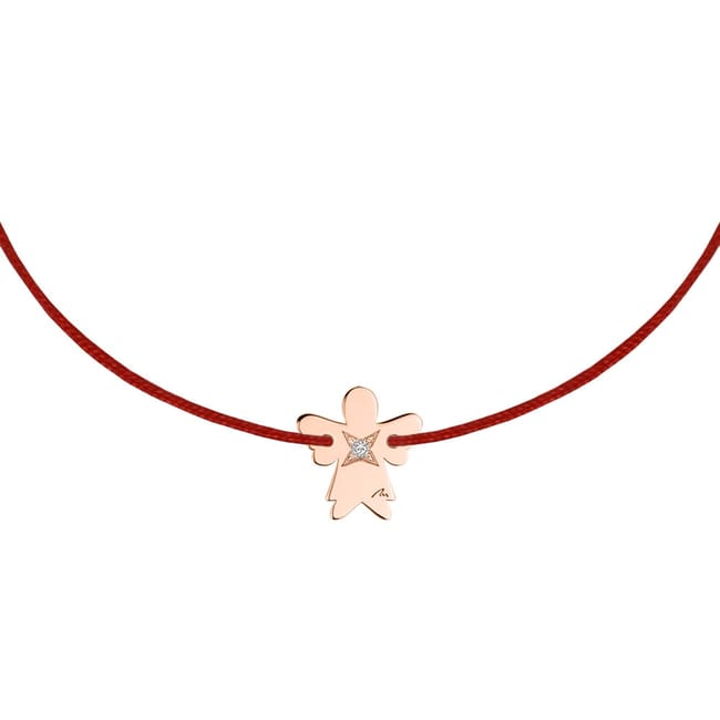 Bratara pe snur Inger, cu diamant alb, din aur roz 14 KT