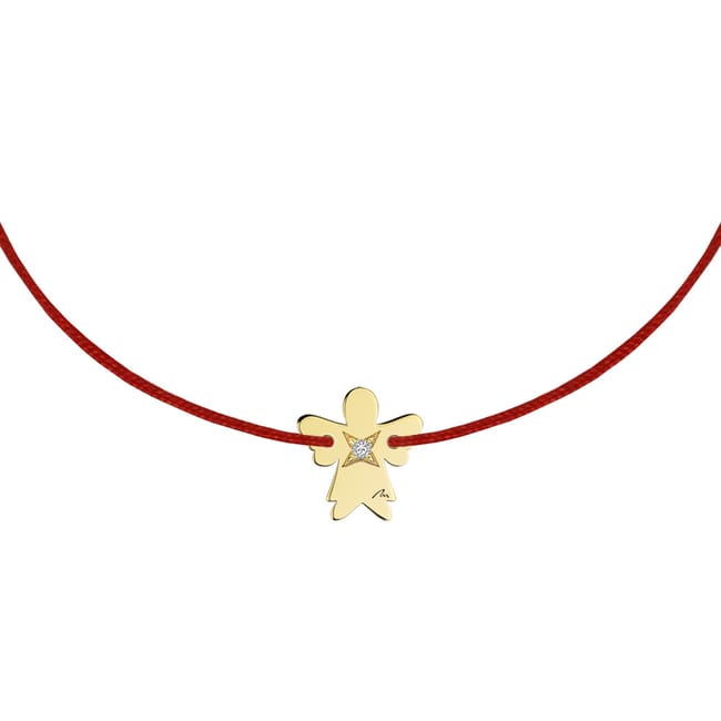 Bratara pe snur Inger, cu diamant alb, din aur galben 14 KT