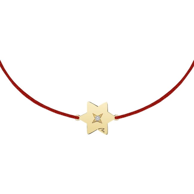 Bratara pe snur Stea, cu diamant alb, din aur galben 14 KT