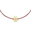 14 KT yellow gold Clover bracelet on string with white diamond