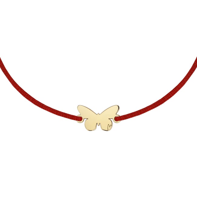 Bratara pe snur cu pandantiv Fluturas, din aur galben 14 KT