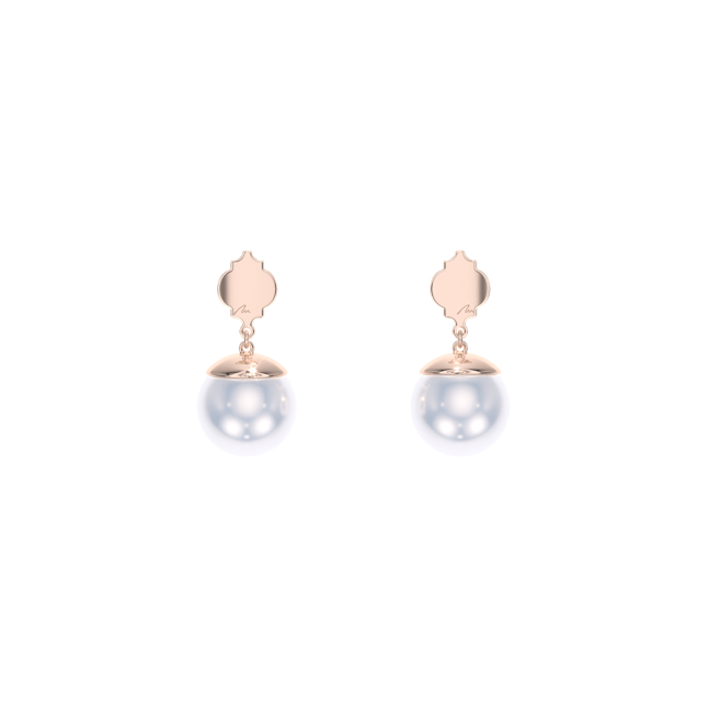 Cercei Pearls of Orient  cu perle de 10 mm, din aur roz 14 KT