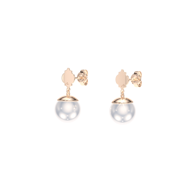 Cercei Pearls of Orient  cu perle de 10 mm, din aur roz 14 KT