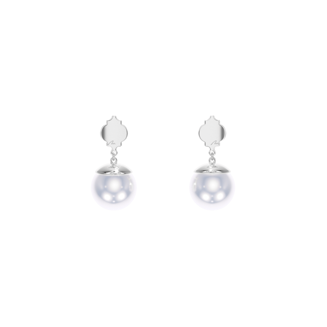 Cercei Pearls of Orient cu perle de 10 mm, din aur alb 14 KT