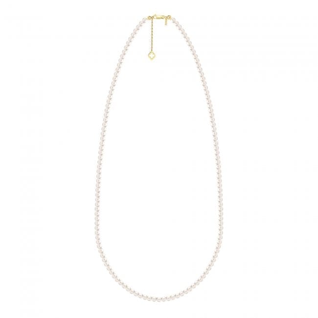 Colier 80 cm cu perle de 6 mm, din aur galben 14 KT