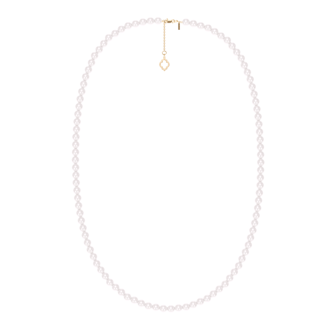 Colier 80 cm cu perle de 6 mm, din aur galben 14 KT