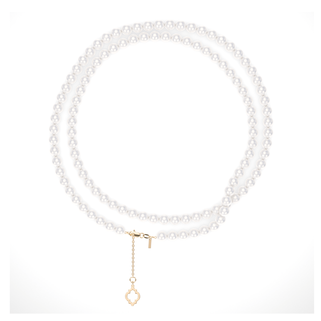 14 KT yellow gold 80 cm 6 mm pearls necklace
