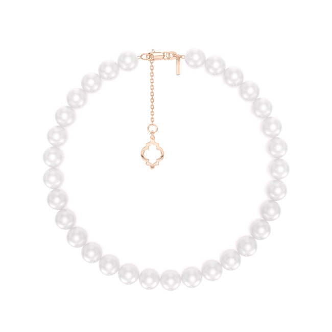 Bratara Amina cu perle de 6 mm, din aur roz 14 KT