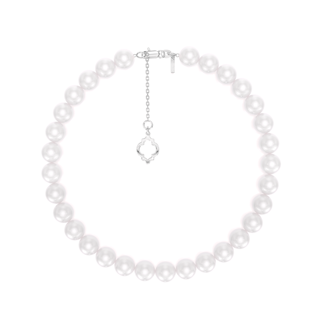 Bratara Amina cu perle de 6 mm, din aur alb 14 KT