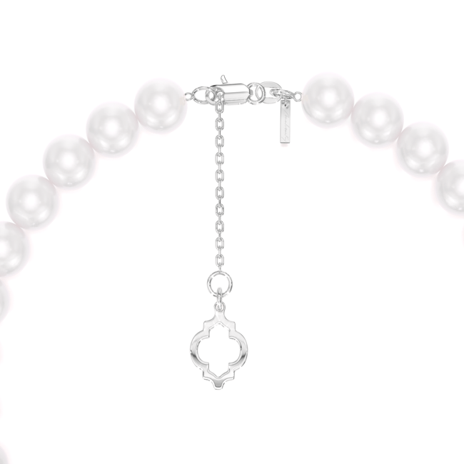 Bratara Amina cu perle de 6 mm, din aur alb 14 KT