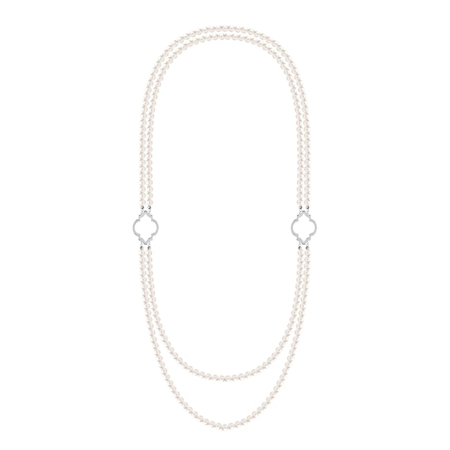 14 KT white gold 6 mm pearls Amina double necklace