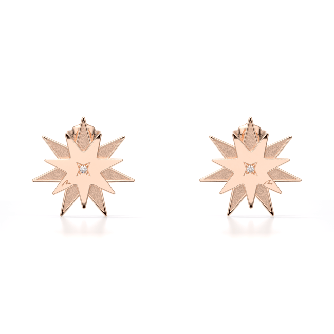 Cercei Luceafar S, din aur roz 14 KT