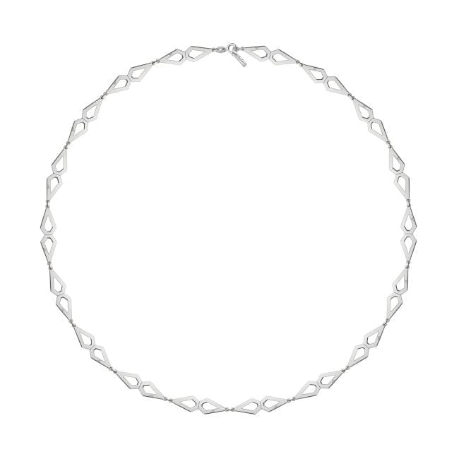 Colier Grace, cu petale duble, din aur alb 14 KT