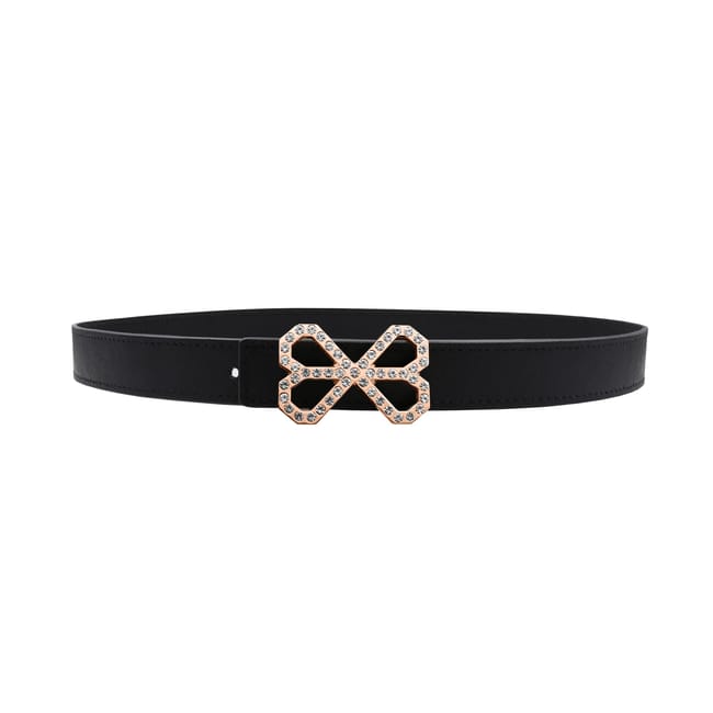 Bow and Crystals belt, black leather