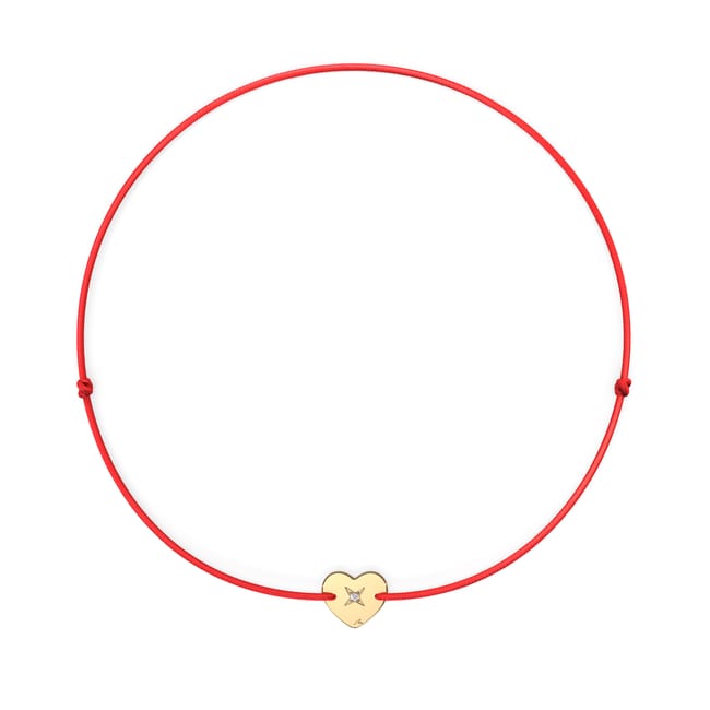 14 KT yellow gold Inima Copiilor bracelet on string with white diamond
