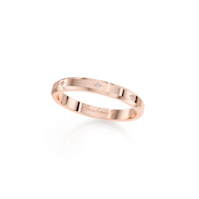 14 KT rose gold Adoration slim wedding ring with white diamonds