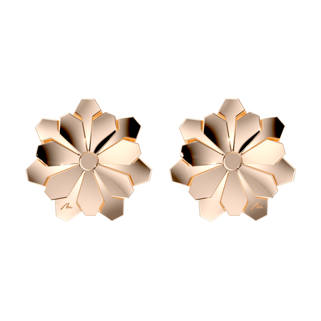 Cercei aur roz floare 14 KT, Grace Flower Double