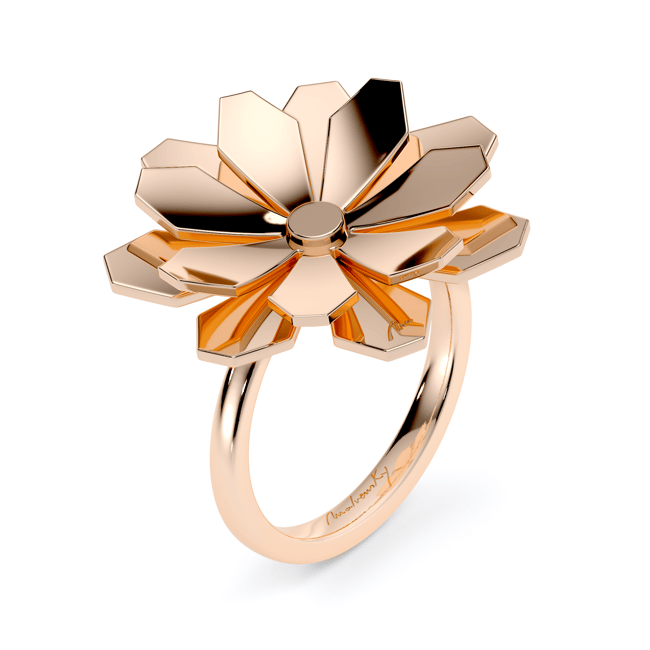 Inel aur roz floare 14 KT, Grace Flower Double